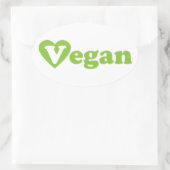 Sticker Ovale Vegan Texte Coeur vert (Sac)