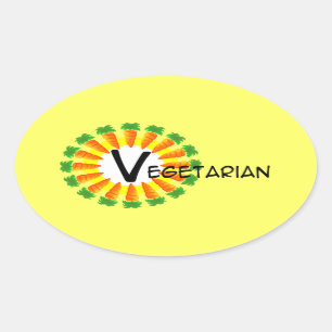 Sticker Ovale Végétarien de Sun de cercle de carotte