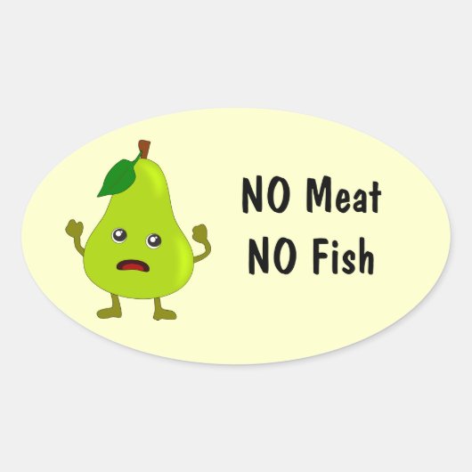 Sticker Ovale Végétarien signifie Pas de viande, Pas de poisson  (Devant)