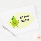 Sticker Ovale Végétarien signifie Pas de viande, Pas de poisson  (Enveloppe)