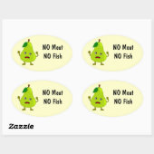 Sticker Ovale Végétarien signifie Pas de viande, Pas de poisson  (Feuille)