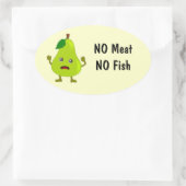 Sticker Ovale Végétarien signifie Pas de viande, Pas de poisson  (Sac)