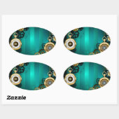 Sticker Ovale Veille bijoux Steampunk sur un Arrière - plan vert (Feuille)