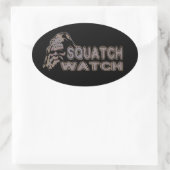 Sticker Ovale Veille de squatch - Visage de Cool Sasquatch (Sac)