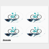 Sticker Ovale Vélo bleu Aqua (Feuille)