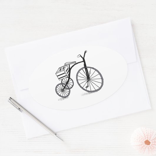 Sticker Ovale Vélo sur 3 roues (Enveloppe)
