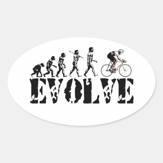 Sticker Ovale Vélo Vélo Vélo Évolution Vélo Sports Art (Devant)