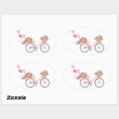 Sticker Ovale Vélo Whimsical Rose (Feuille)