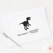 Sticker Ovale velociraptor drôle de science (Enveloppe)