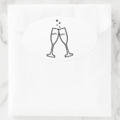 Sticker Ovale Verres de champagne étincelants (Sac)