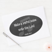 Sticker Ovale Verset biblique : Faites un bruit joyeux (Enveloppe)