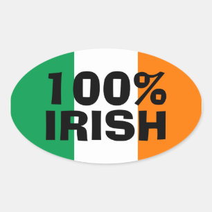 Sticker Ovale Vert Blanc et Orange 100% Irlandais