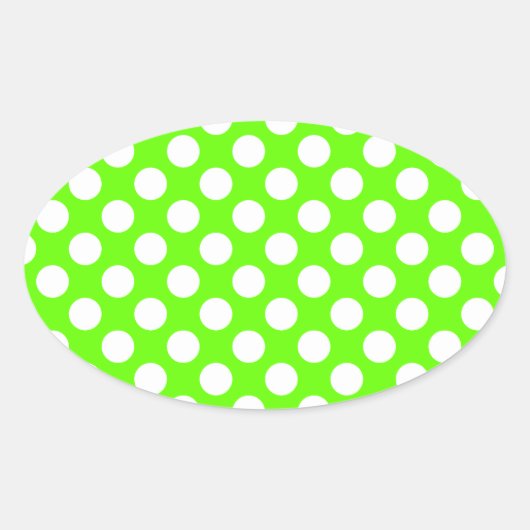 Sticker Ovale Vert citron et pois blancs (Devant)