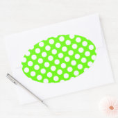 Sticker Ovale Vert citron et pois blancs (Enveloppe)
