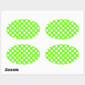 Sticker Ovale Vert citron et pois blancs (Feuille)