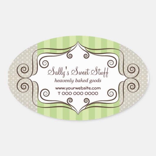 Sticker Ovale Vert doux et Pois (Devant)