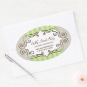 Sticker Ovale Vert doux et Pois (Enveloppe)