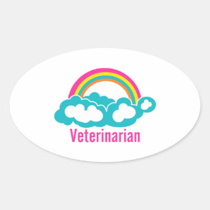 Sticker Ovale Vétérinaire Rainbow Cloud