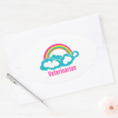 Sticker Ovale Vétérinaire Rainbow Cloud (Enveloppe)