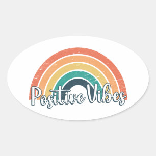 Sticker Ovale Vibes positives Retro Vintage Sunset