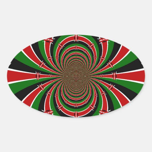 Sticker Ovale Vibrant Kenya Vision : Drapeau kényan en miroir (Devant)