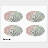 Sticker Ovale Vibrant Spring Tree Custom - Blossoming Floral (Feuille)