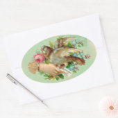 Sticker Ovale Victorian Valentine Bird et rose (Enveloppe)