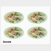 Sticker Ovale Victorian Valentine Bird et rose (Feuille)