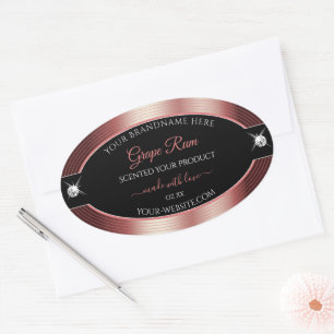 Sticker Ovale Vin noir glamour brillant rouge brillants Étiquett