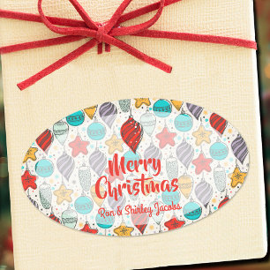 Sticker Ovale Vintage Arbre de Noël