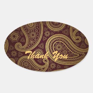 Sticker Ovale vintage bourguignon paisley mariage occidental mer