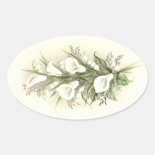 Sticker Ovale Vintage Calla Lilies (Devant)
