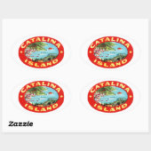 Sticker Ovale Vintage Catalina, Californie (Feuille)