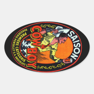 Sticker Ovale Vintage Cowboy Ale