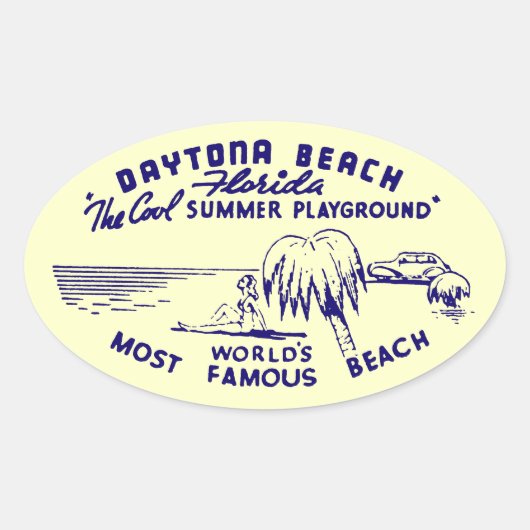 Sticker Ovale Vintage Daytona Beach (Devant)