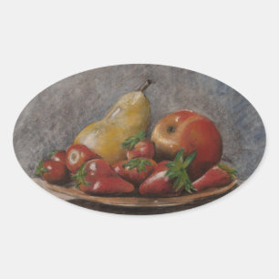 Sticker Ovale Vintage de fraises et de fruits Pays des fruits