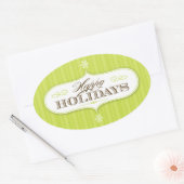 Sticker Ovale Vintage Stripes Joyeuses Vacances (Enveloppe)