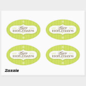 Sticker Ovale Vintage Stripes Joyeuses Vacances (Feuille)