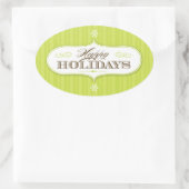 Sticker Ovale Vintage Stripes Joyeuses Vacances (Sac)