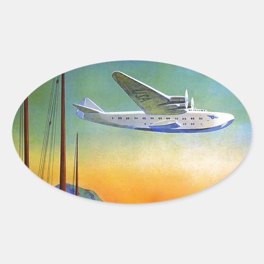 Sticker ovale vintage Transpacifique Far East Trav (Devant)