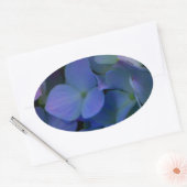 Sticker Ovale Violet violet rose bleu hydrangée fleurie (Enveloppe)