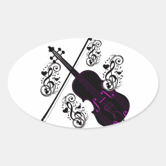 Sticker Ovale Violon,Amour rock_ (Devant)