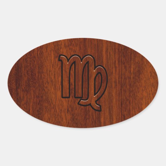 Sticker Ovale Virgo Connexion en bois de style acajou (Devant)