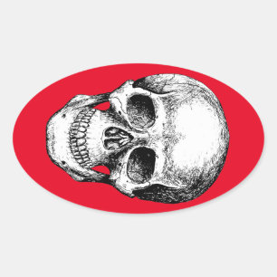 Sticker Ovale Visage blanc du crâne humain