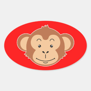 Sticker Ovale Visage de singe