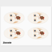 Sticker Ovale Visage déplaisant Avec Bouches Bouche Halloween Br (Feuille)