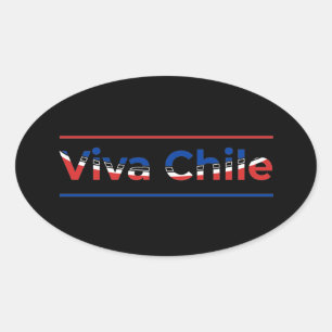 Sticker Ovale Viva Chile - Fiers Drapeau Chilien