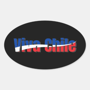 Sticker Ovale Viva Chile Patriotic Country Typographie du drapea