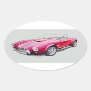 Sticker Ovale Voiture de sport classique rouge de cobra à C.A.