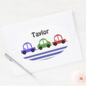 Sticker Ovale Voitures de course et rayures (Enveloppe)